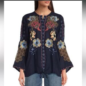 Johnny Was Dianne Blouse Floral Embroidered Blouse